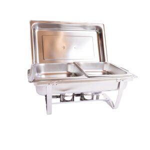chafing dish - stainless steel food warmer - foldable frame food pan fuel holder and lid for parties - weddings - breakfast items and catering events