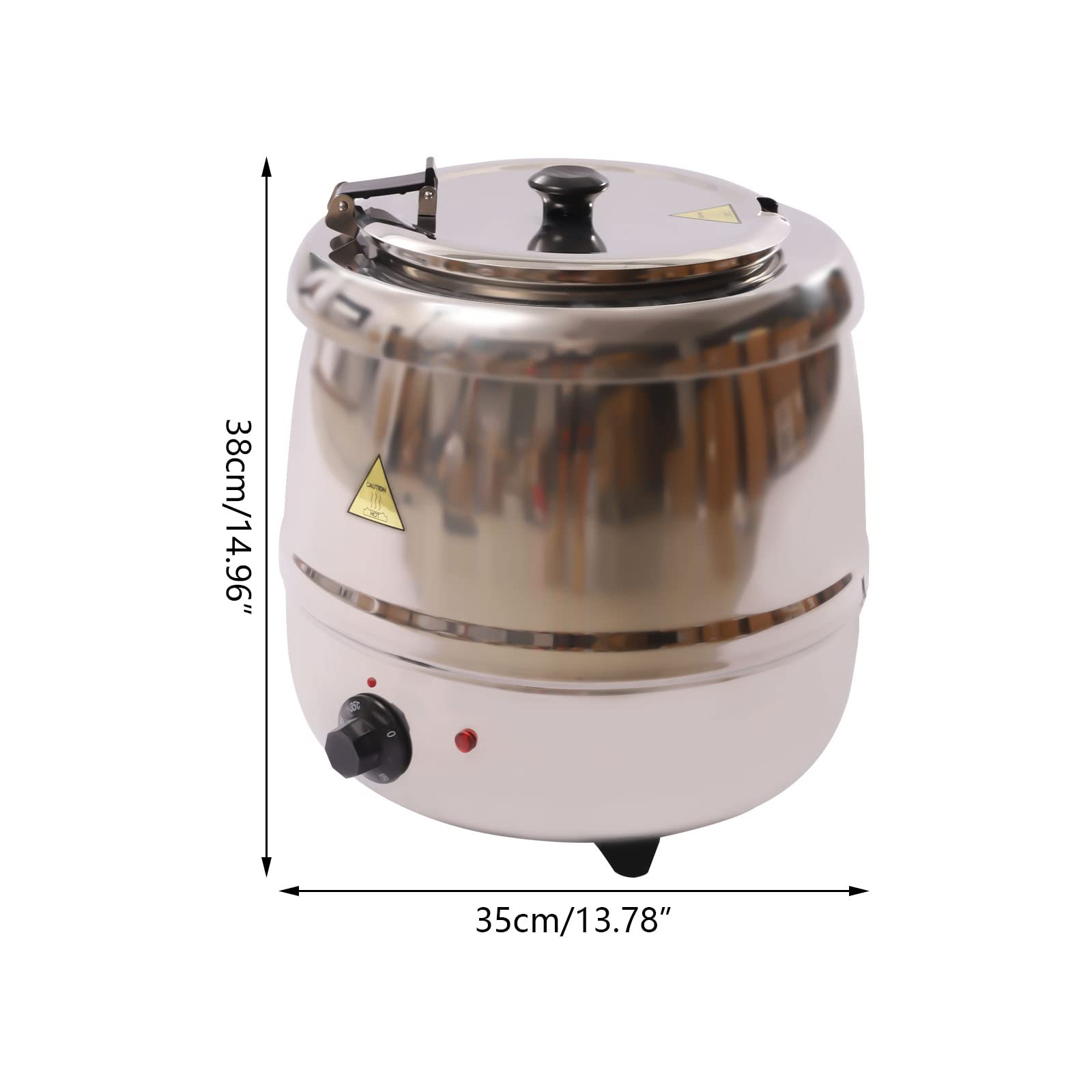 Commercial Soup Kettle Warmer, 201 Stainless Steel with with Lid and Removable Stainless-Steel Pot Insert for Buffet Food Warmer Chafing for Soup (10L/2.64GAL Capacity)