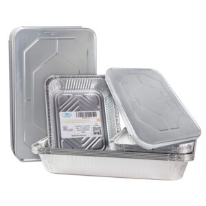 IDL Packaging Aluminum Foil Pans with Lids, Deep - 15 pc Chafing Dish Set - 5 Full Size and 10 Half Size Steam Table Pans + Lids - Disposable Cookware for Catering, Buffet, Party, BBQ