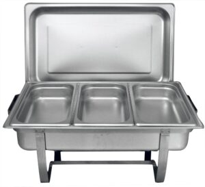 tigerchef 8 quart full size stainless steel chafer with cool-touch plastic handle (1, full size with 1/3rd inserts)