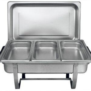 TigerChef 8 Quart Full Size Stainless Steel Chafer with Cool-Touch Plastic Handle (1, Full Size with 1/3rd Inserts)