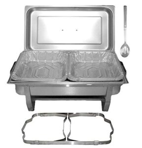 tiger chef chafing dish buffet set - chaffing dishes stainless steel - chafers and buffet warmer set with disposable half size pans, slotted spoon and folding frame- food warmers for parties buffets