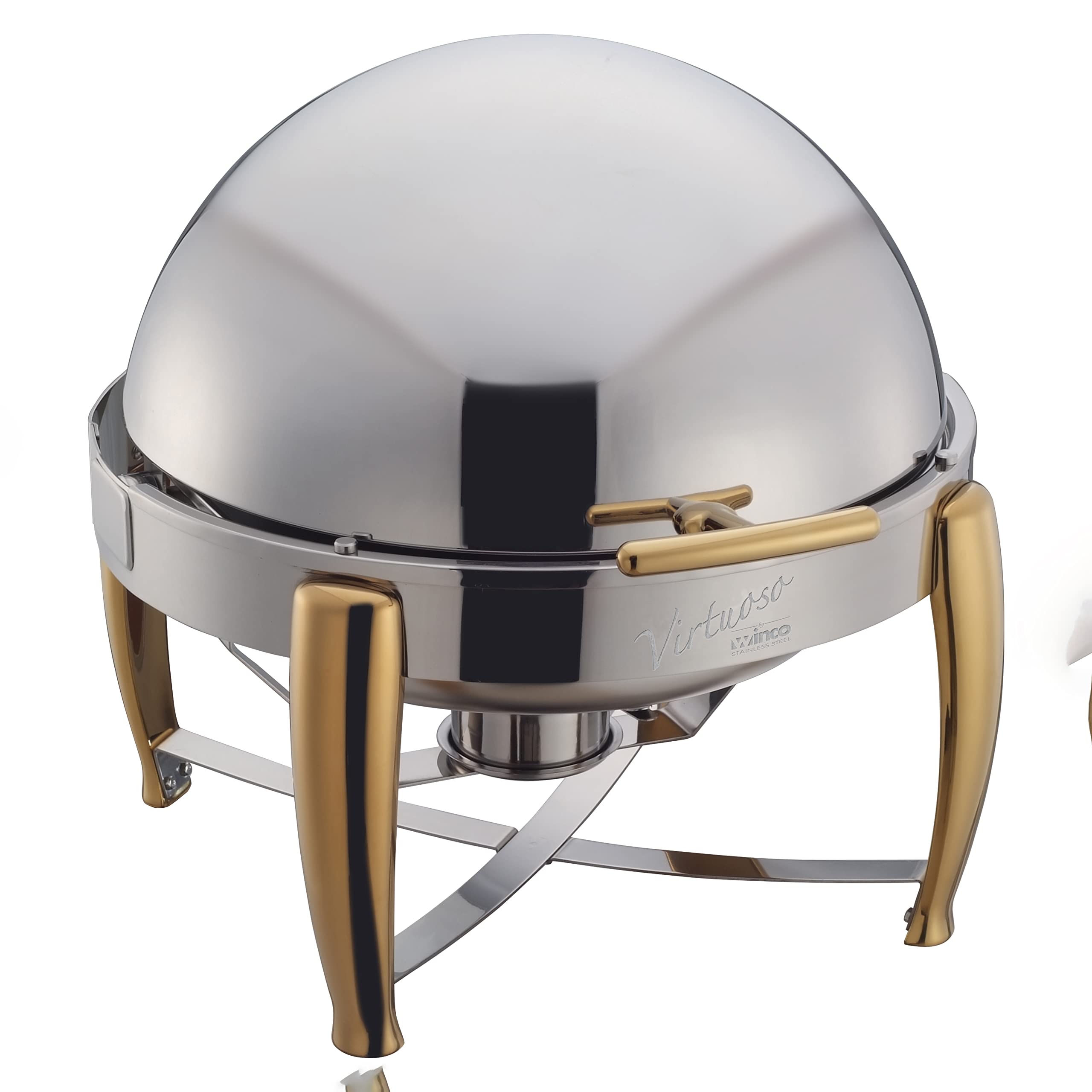 Winco Virtuoso Round Food Chafer, 6-Quart, Gold Accent