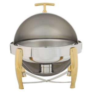 Winco Virtuoso Round Food Chafer, 6-Quart, Gold Accent