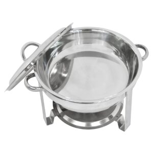 F2C 4 Pack of Stainless Steel Round Chafing Dish Buffet Set Chafer Warmer Set with Trays Pan Lid Folding Frame Stand for Kitchen Party Banquet Dining,5 Quart Full Size