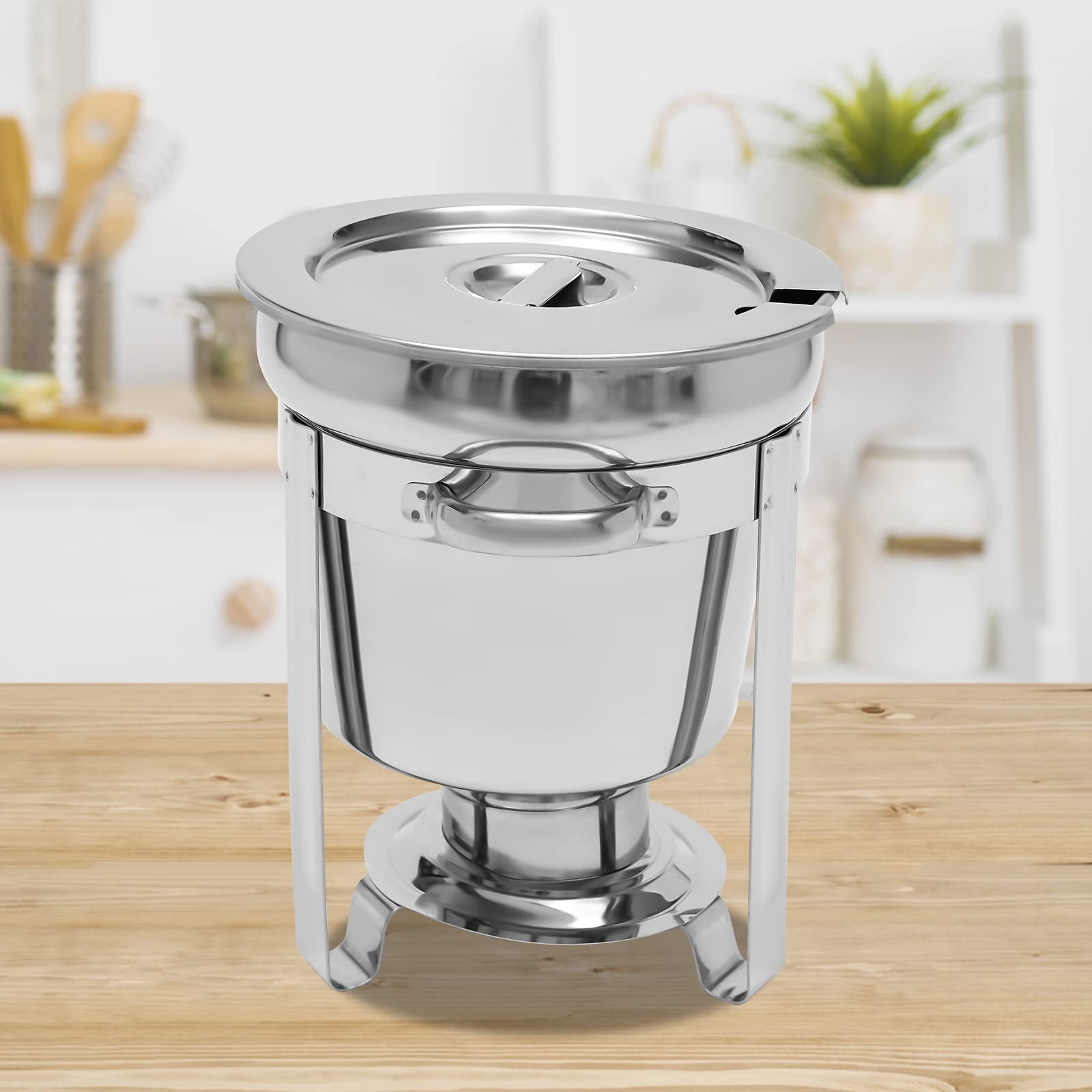 7.4Qt Stainless Steel Soup Warmer Stainless Steel Buffet Set Warmer with Frame+Food Pan+Fuel Holder+Lid,Commercial Soup Chafer for Any Event or Party