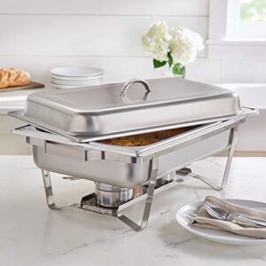 brylanehome 9 quart stainless rectangular chafing dish, stainless silver