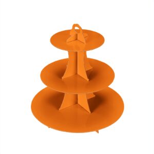 yldw 3-tier cupcake stand, cake stand holder, tiered diy cupcake stand tower for dessert table displays, birthday theme party favors decoration, floral tea party, 12" w x 12.8" h, orange