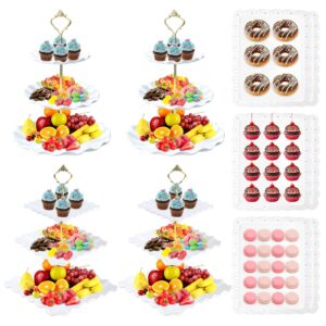 10 pcs cupcake stand set-dessert table display set-cupcake display stand-cupcake tier stand with 4x large 3-tier cupcake stands + 6x appetizer trays perfect for wedding baby shower home birthday(wave)