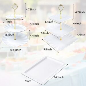 10 Pcs Cupcake Stand Set-Dessert Table Display Set-Cupcake Display Stand-Cupcake Tier Stand With 4x large 3-Tier Cupcake Stands + 6x Appetizer Trays Perfect for Wedding Baby Shower Home Birthday(Wave)