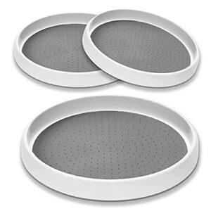 everquein lazy susan organizer, lazy susan turntable for cabinet kitchen pantry refrigerator bathroom makeup vanity countertop, non-skid spice rack, plastic (3 pack, 10 inch)