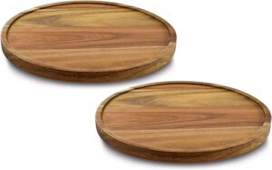 12" acacia wood lazy susan organizer kitchen turntable for cabinet pantry table organization,2 pack