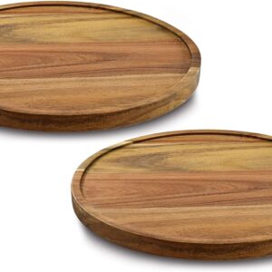 12" Acacia Wood Lazy Susan Organizer Kitchen Turntable for Cabinet Pantry Table Organization,2 Pack