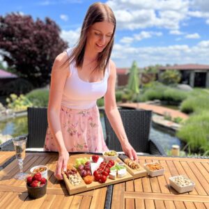 Bamboo Cheese Board Charcuterie Platter & Serving Tray Charcuterie Boards Gift Set Butter Board Perfect Choice for Gourmets, Birthday Presents, Wedding Gifts, Mothers & Housewarming Gifts