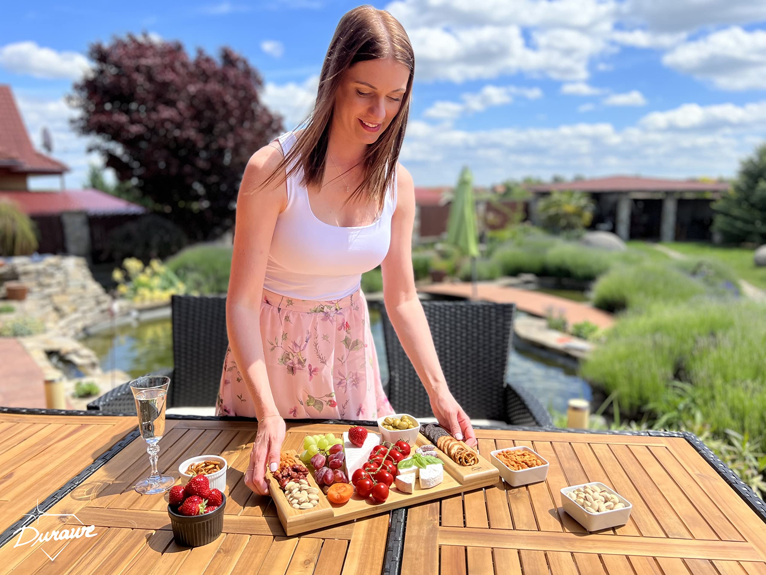 Bamboo Cheese Board Charcuterie Platter & Serving Tray Charcuterie Boards Gift Set Butter Board Perfect Choice for Gourmets, Birthday Presents, Wedding Gifts, Mothers & Housewarming Gifts