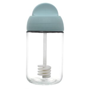honey bottle，glass honey jar，with spoon lid ，8.5oz (blue)