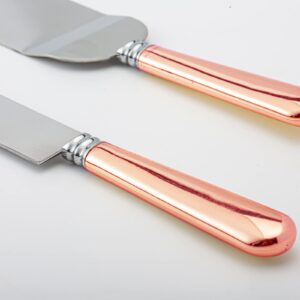 VARLKA Wedding Cake Knife and Server Set, Cake Cutting Set for Wedding Stainless Steel Blade and ABS Rose Gold plated handle Pie Server for Wedding, Birthdays, Anniversary, Parties