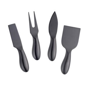 buyer star cheese desert knives set of 4, stainless steel black 5.3 inch breakfast butter knife, slicer sandwich spreader
