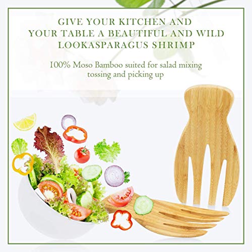 Salad Servers Bamboo Serving Tosser Server Claws Wooden Server Claws Stylish Design Best for Serving Salad, Pasta, Fruit On Your Kitchen Counter Pack of 2