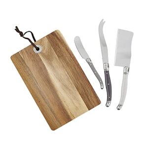 santa barbara design studio table sugar cheese board and knives gift set, 4-piece, acacia wood