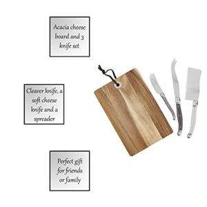 Santa Barbara Design Studio Table Sugar Cheese Board and Knives Gift Set, 4-Piece, Acacia Wood