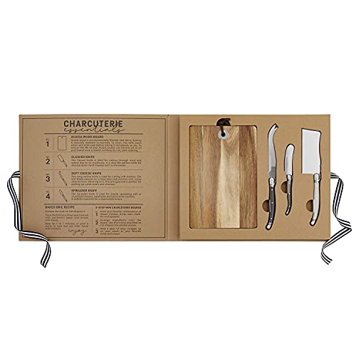 Santa Barbara Design Studio Table Sugar Cheese Board and Knives Gift Set, 4-Piece, Acacia Wood