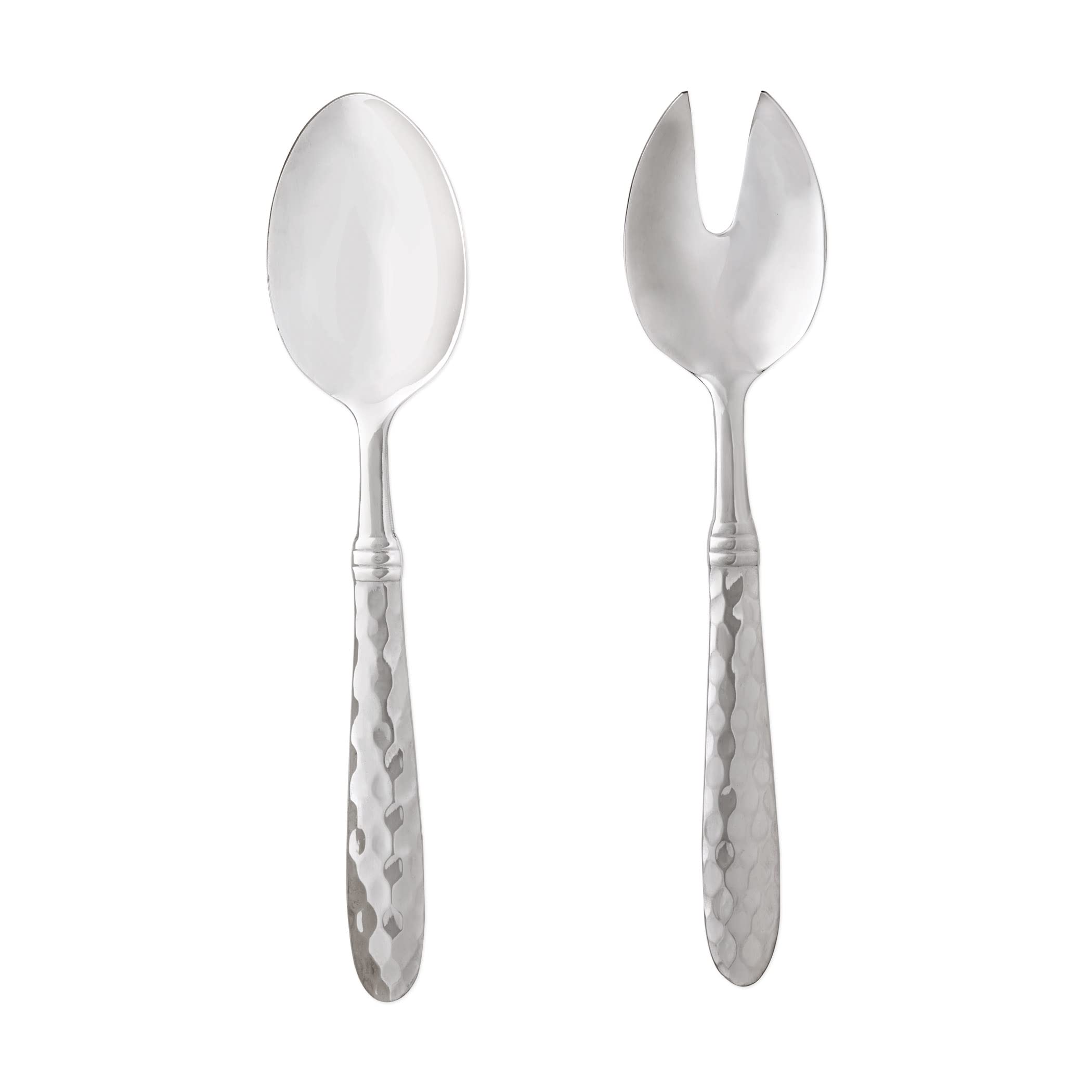 Vietri Martellato Salad Server Set, 9"L 18/10 Stainless Steel Salad Tosser Utensils, Spoon & Fork