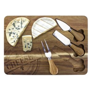 tb home 4-pc. acacia wood cheese serving board with cheese tools