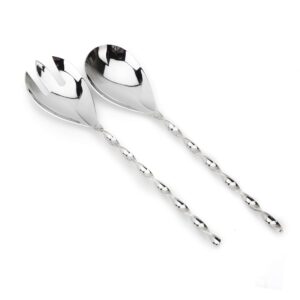stainless steel salad servers set with twisted handles