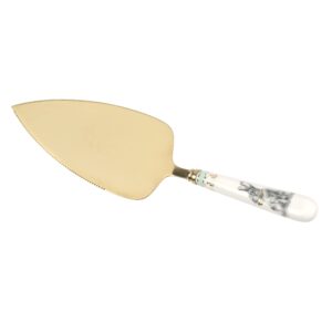 spode meadow lane collection cake server, stainless steel cake knife with porcelain handle, perfect wedding cake cutter, slice for cakes, pies, and desserts, bunny motif