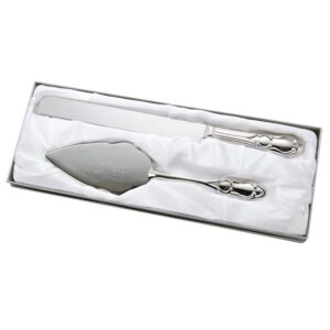 cake knife and server set, silver plated.