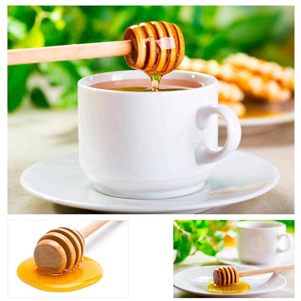 10 Pack 4 Inch Wood Honey Dippers Sticks, Mini Honey Dipper Stirrer for Honeycomb Jar Dispense Drizzle