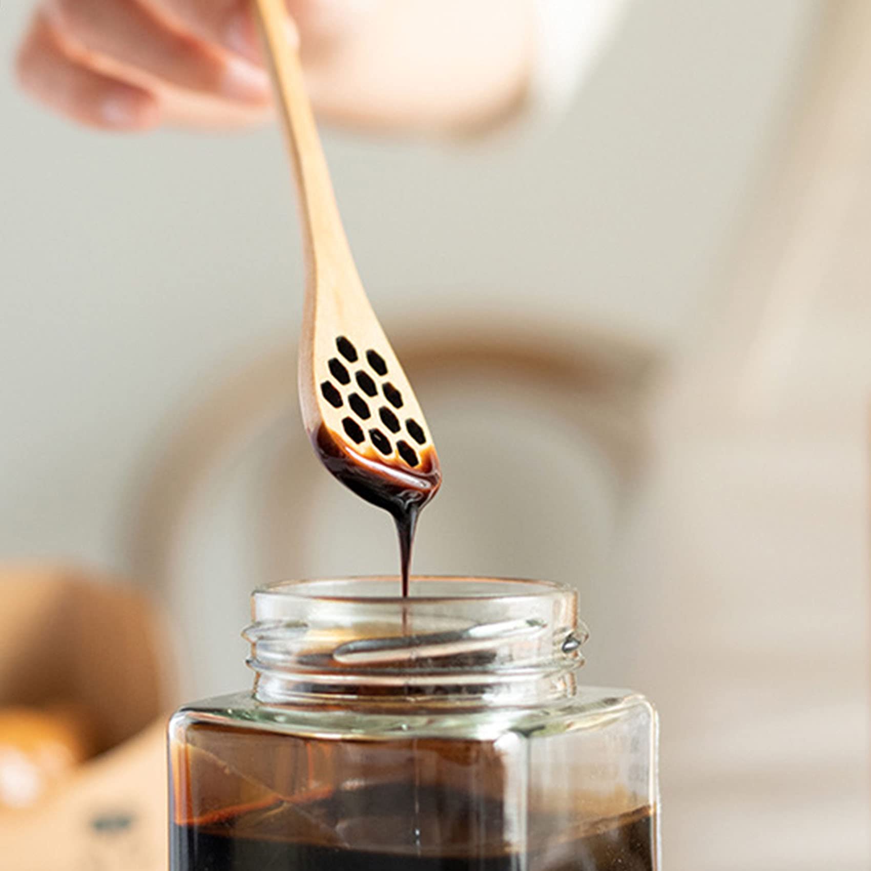 7" Wooden Honey Dipper Sticks, Honey Comb Spoons, For Handmade Honey Dispenser and Mixing Stirrer (12-Pack)