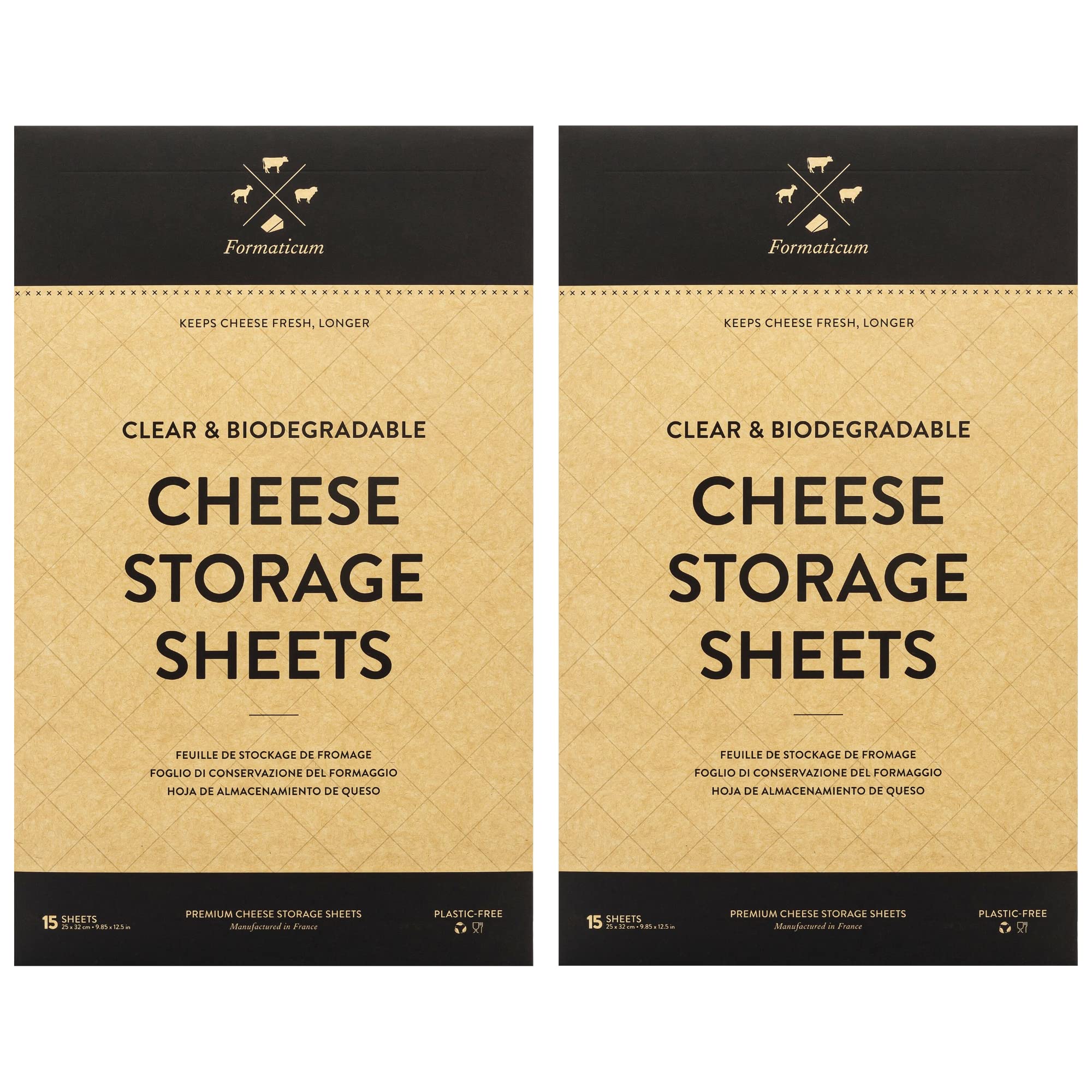 Formaticum Cheese Storage Sheets - Cheese Saver from France- Professional Earth Friendly Transparent Cheese Wrap - Cheese Sheet Savers of wood-based cellulose fibers - Clear 30 Sheets with 9" x 12"