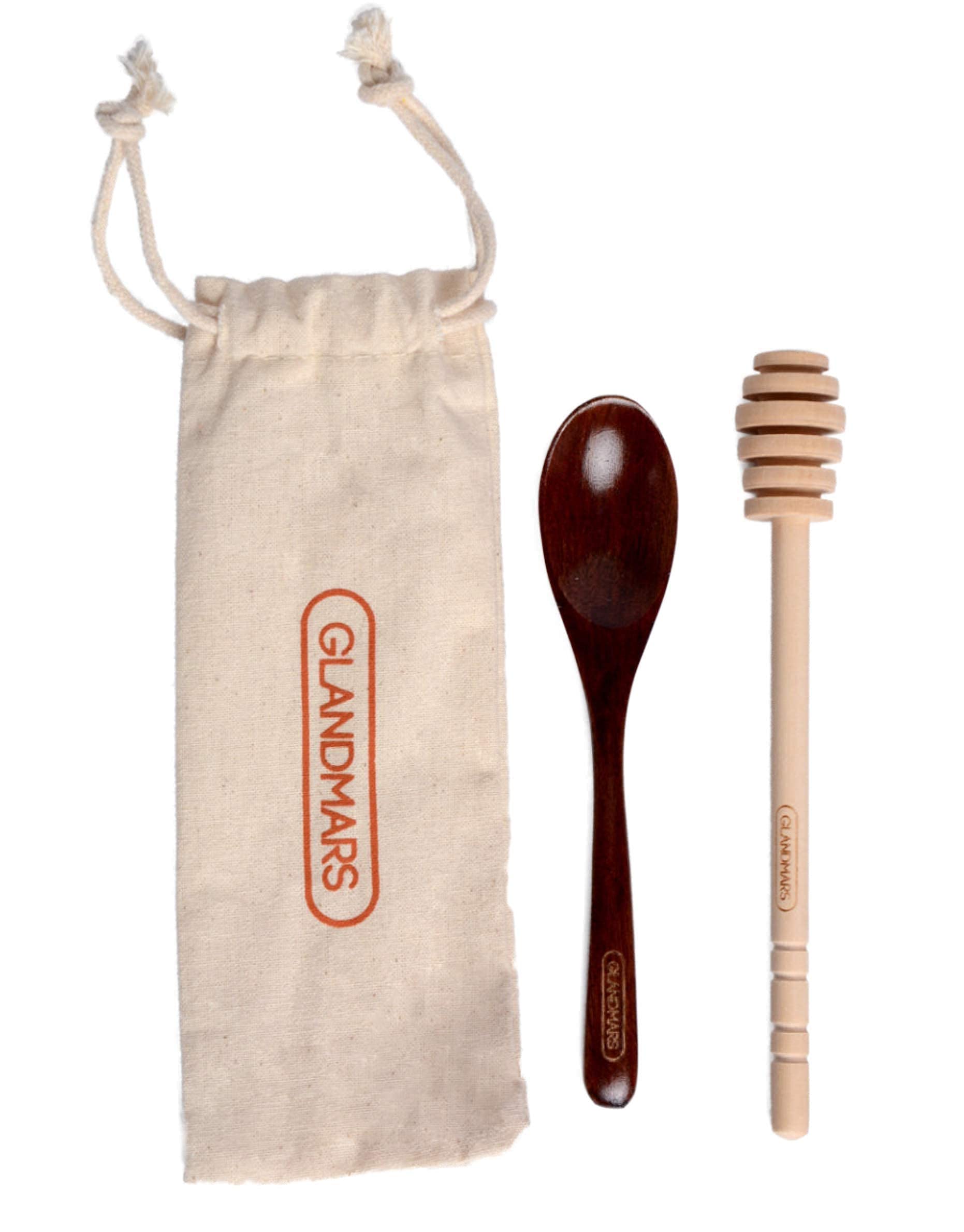 Glandmars Honey Dipper Stick Wooden-Dippers Long Honeycomb Drizzle 6 inch Stirrer Spoon Honey Drizzle stick 3.15x7