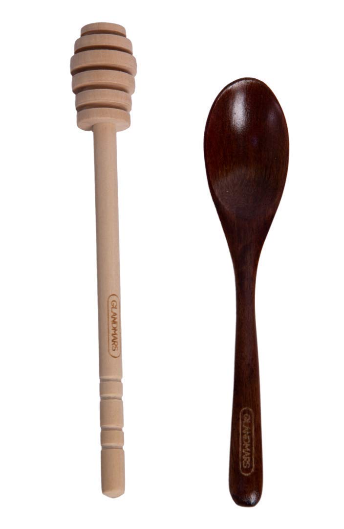 Glandmars Honey Dipper Stick Wooden-Dippers Long Honeycomb Drizzle 6 inch Stirrer Spoon Honey Drizzle stick 3.15x7