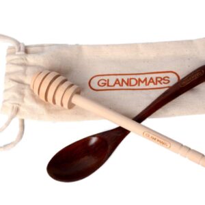 Glandmars Honey Dipper Stick Wooden-Dippers Long Honeycomb Drizzle 6 inch Stirrer Spoon Honey Drizzle stick 3.15x7