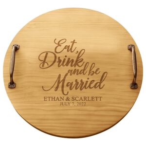 let's make memories personalized eat, drink & be married wood barrel tray - wedding - newlyweds