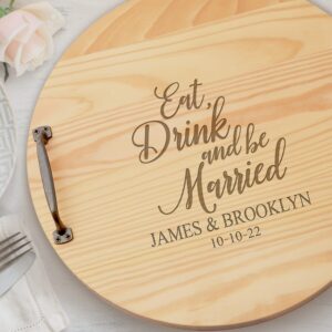Let's Make Memories Personalized Eat, Drink & Be Married Wood Barrel Tray - Wedding - Newlyweds
