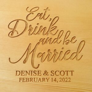 Let's Make Memories Personalized Eat, Drink & Be Married Wood Barrel Tray - Wedding - Newlyweds