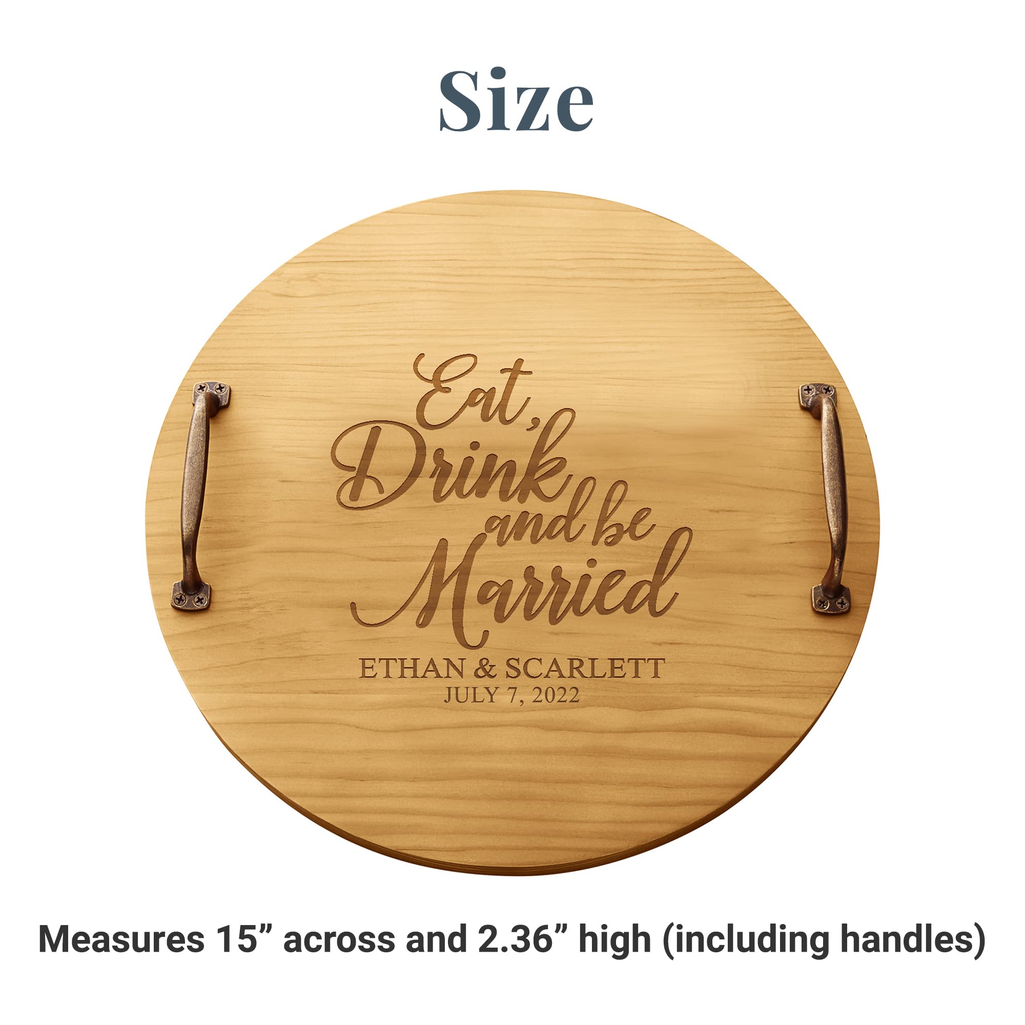 Let's Make Memories Personalized Eat, Drink & Be Married Wood Barrel Tray - Wedding - Newlyweds