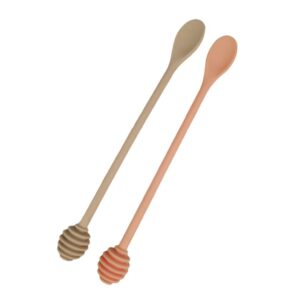 2pcs silicone syrup dipper honey dipper stick: long handle syrup dipper stick honey mixing stirrer spoon silicone mixing spoon for coffee tea honey (random color)