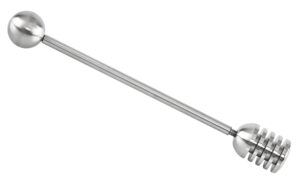 home-x stainless-steel honey dipper wand for honey jars, stainless-steel stirrer for serving honey and syrup, candy and chocolate drizzler tool, 6 ¼” l x ¾” d, stainless steel