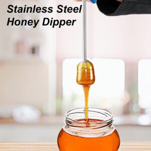 HOME-X Stainless-Steel Honey Dipper Wand for Honey Jars, Stainless-Steel Stirrer for Serving Honey and Syrup, Candy and Chocolate Drizzler Tool, 6 ¼” L x ¾” D, Stainless Steel