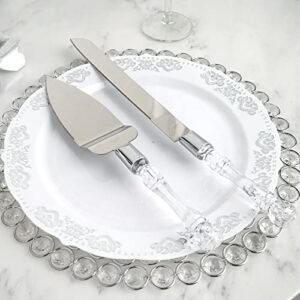decoration for all occasions silver clear knife and server crystal handles cake serving set wedding supplies dfao-1-z4740