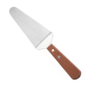 pizza server with wooden handle, 10" overall length, 2.5 x 5" stainless steel blade pie server