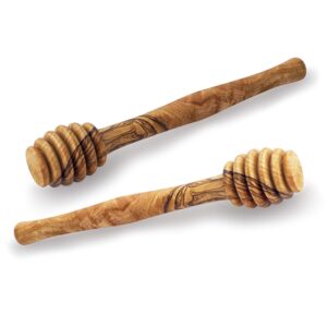 forest decor 5.3" olive wood honey spoons/stick - honeycomb sticks for drizzling honey - handcrafted honey dipper stick - wooden honey sticks for honey jar dispense - honey stirrers stick