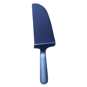 papaba stainless steel pizza shovel bread slicer serrated edge cake pie server divider cake cutter knife dessert spatula blue