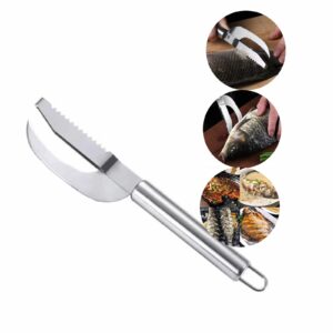 fish scale knife cut/scrape/dig 3-in-1, manual fish scale scraper, multifunction stainless steel fish scaler, fish peeler scaler open belly and dig out fish cleaner tool kitchen accessorie (1 pc)