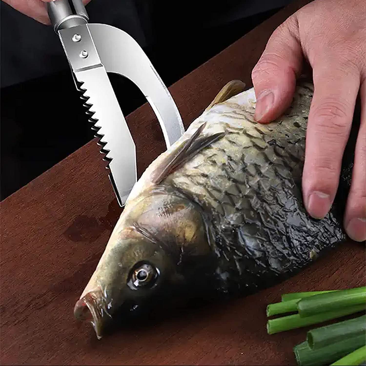 Fish Scale Knife Cut/Scrape/Dig 3-in-1, Manual Fish Scale Scraper, Multifunction Stainless Steel Fish Scaler, Fish Peeler Scaler Open Belly and Dig Out Fish Cleaner Tool Kitchen Accessorie (1 PC)